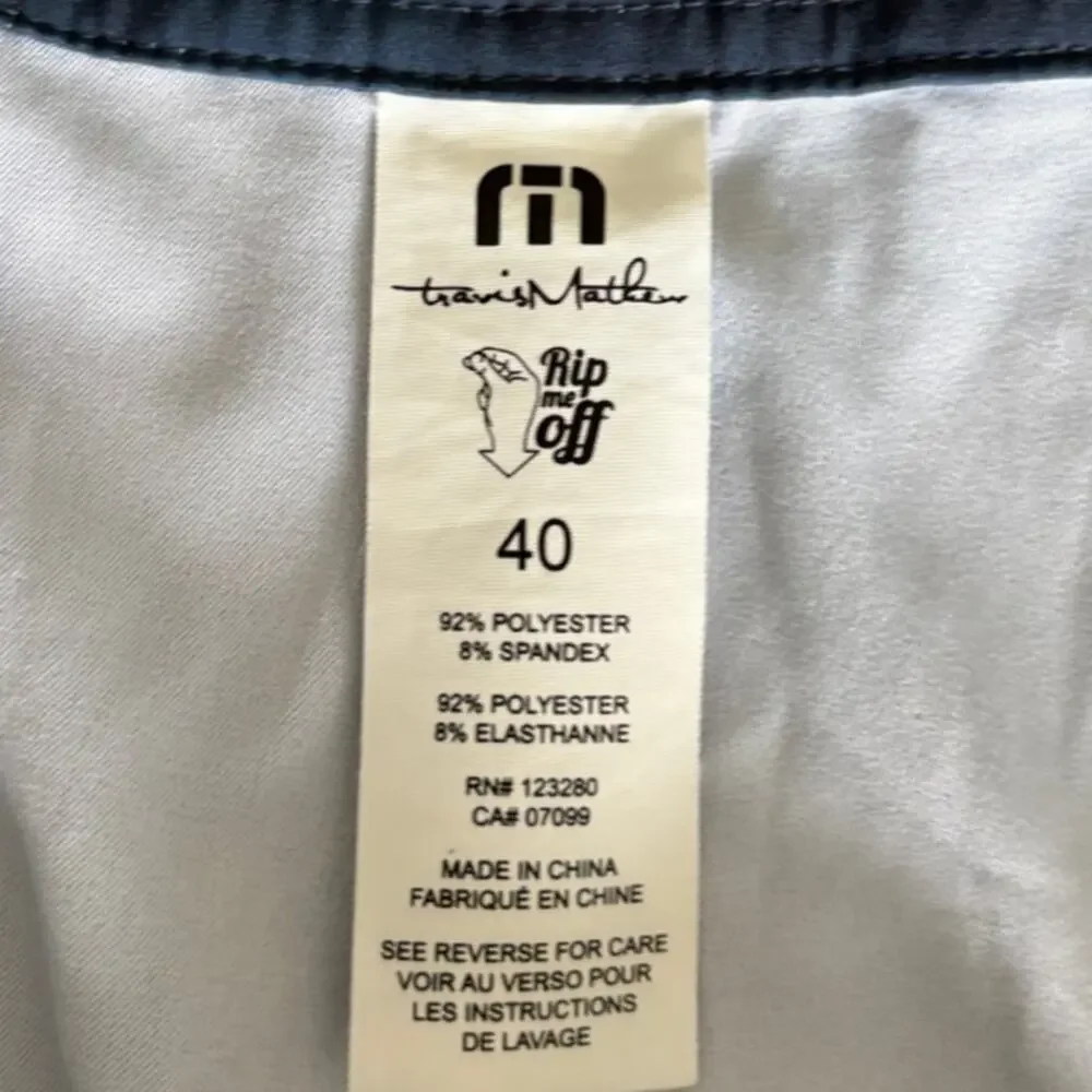 Travis Mathew water Print Swim Trunks Blue & Navy Swimwear Mens size 40